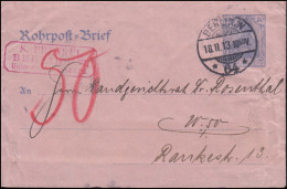 Rohrpostumschlag RU 6 Von BERLIN 64 - 18.11.1913 Nach BERLIN W 50 - 18.11.13 - Autres & Non Classés
