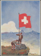 Schweiz: AK Jugendliche Hissen Flagge Auf Dem Berg - Für Notleidende Mütter 1939 - Sonstige & Ohne Zuordnung