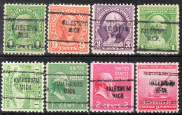 USA Precancel Vorausentwertungen Preo Locals Michigan, Galesburg 704, 8 Diff. Perf. 11x10 1/2 - Vorausentwertungen