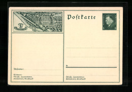 AK Mannheim, Stadtplan Mit Rhein Und Neckar, Ganzsache  - Postkarten