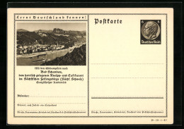AK Bad Schandau /Sächs. Schweiz, Ortsansicht Mit Elbdampfer, Ganzsache Lernt Deutschland Kennen  - Postkarten