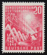 112III Bundestag 20 Pf. Mit Plattenfehler Roter Fleck Im Mast, Postfrisch ** - Variétés Et Curiosités