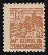 SBZ 37yc Freimarke 15 Pf, Mittelgelbbraun, Gezähnt, ** Geprüft - Postfris