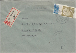 9191 Heuss 70 Unterrand Mit Notopfer + Leerfeld, R-Brief Boisheim 14.9.55, Ak-O - Sonstige & Ohne Zuordnung