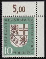 249 Eingliederung Saarland ** Ecke O.r. - Unused Stamps