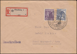 944+947 Kontrollrat II Auf R-Brief Flensburg 1 SSt Briefmarken-Ausstellung 1947 - Autres & Non Classés