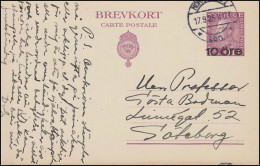 Postkarte P 46 Brevkort König Gustav 10 Auf 15 Öre, NORRKÖPING 17.9.25 - Postal Stationery