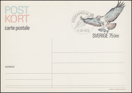 Schweden Postkarte P 96 Fischadler 75 Öre 1975, FDC Stockholm 11.10.75 - Postwaardestukken