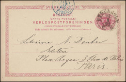 Postkarte P 20 SVERIGE-SUEDE 10 Öre, STOCKHOLM 12.8.1891 Nach PARIS 14.8.91 - Postwaardestukken