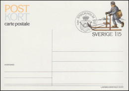 Schweden Postkarte P 102 Landbriefträger Auf Tretschlitten, FDC Stockholm 8.3.78 - Enteros Postales