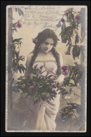 AK D.L. Junge Frau Lange Haare Negligee Rosen, HANKENSBÜTTEL/ STETTIN 26.2.1904 - Mode