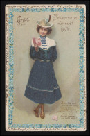 AK E.B. & C.I.B. 9240 Dame Matrosenkleid "Morgen Morgen Nur Nicht Heute" Um 1900 - Moda