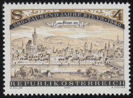 1645 1000 Jahre Stadt Steyr, Steyr Um 1693 (Kupferstich), 4 S, Postfrisch ** - Neufs
