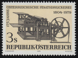 1620 175 Jahre Östereichische Staatsdruckerei, Druckpresse Dampfantrieb, 3 S ** - Ungebraucht