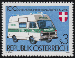 1694 100 Jahre ärztlicher Rettungsdienst Wien Rettungsfahrzeug 3 S Postfrisch ** - Ongebruikt