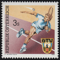 1707 Sport (VIII), Tennisspieler, Emblem Österreichischer Tennisverband, 3 S ** - Ungebraucht