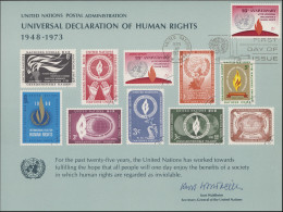 UNO Erinnerungskarte EK 4 Menschenrechte 1973, NY-FDC 16.11.1973 - Other & Unclassified