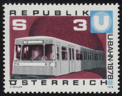 1567 Inbetriebnahme 1.Teilstück Wiener U-Bahn, U-Bahnzug, 3 S, Postfrisch ** - Ungebraucht