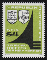 1615 Europatreffen Der Heimkehrer /Wels, Segel Stadtwappen, 4 S, Postfrisch ** - Neufs