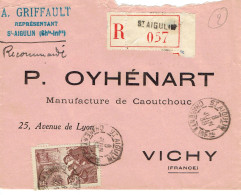 390 Mineur 2,15 F. LR De Saint Aigulin Charente Inf. Pour Vichy Du 6-6-1938 - 1921-1960: Moderne