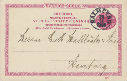 Postkarte P 25 SVERIGE-SUEDE Mit DV 907, HALMSTAD 24.12.1908 Nach Hamburg - Postwaardestukken