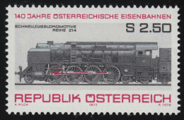 1560 140 Jahre Österreichische Eisenbahnen, Lokomotive BR 214 (1937), 2.50 S ** - Nuovi