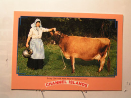 Jersey Cow With Milk Maid In National Dress - Sonstige & Ohne Zuordnung