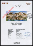 LIBYA 2013 Dinosaurs (Libya Post INFO-SHEET With Stamps PMK + Artist's Signature) SUPPLIED UNFOLDED - Préhistoriques