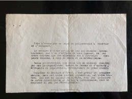 Tract Presse Clandestine Résistance Belge WWII WW2 'Nous N'avons Pas De Leçon De Philantropie...' - Documentos