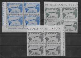 REPUBBLICA 1961 ** MNH LUSSO " VISITA GRONCHI IN ARGENTINA " 3 VALORI  IN QUARTINA ANGOLO DI FOGLIO  C546 - 1961-70: Nieuw/plakker