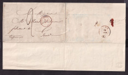 DDGG 065 - Lettre Précurseur AUDENAERDE 1849 Vers GENT - Boite Rurale (pas Lisible) De BOUCLE ST DENIS - Port 2 Décimes - Rural Post