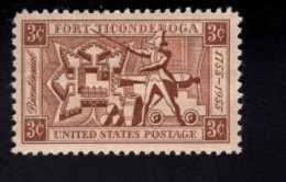 2018737274 1955 SCOTT 1071 (XX) POSTFRIS MINT NEVER HINGED  - FORT TICONDEROGA ISSUE - MAP OF THE FORT - Nuovi