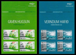 SALE!!! Iceland Islandia Islande Island 2016 EUROPA Think Green 4+4 Stamps From Booklets (selfadhesive) Upper Sides ** - 2016