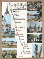CPSM AUTOMOBILIA - ROUTE NATIONALE 7 - La Route Bleue - TB CP Géographique Parcours Paris à Saint-Pierre Le Moutier - Sonstige & Ohne Zuordnung