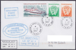 TAAF – St-Paul & Amsterdam - Cachets Bateau Chalutier AUSTRAL - Oblit. Martin-de-Viviès 1-12-1997 - Brieven En Documenten