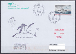 TAAF – St-Paul & Amsterdam - Cachets Réserve Naturelle + "Changement Du Tarif Postal" Oblit. Martin-de-Viviès 31-1-2020 - Storia Postale