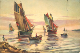 Navigation Sailing Vessels & Boats Themed Postcard Painting - Segelboote