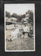 CARTE PHOTO PERSONNAGES A LA FERME & CHARETTE CHEVAL À PIERRELAYE VAL D D OISE 95 : - Paesani