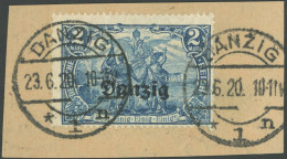 FREIE STADT DANZIG 11c BrfStk, 1920, 2 M. Schwärzlichblau, Zeitgerechte Entwertung DANZIG X1n, Prachtbriefstück, RR!, Fo - Used