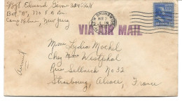 LETTRE PAR AVION POUR LA FRANCE  1947 - CAMP KILMER NEW JERSEY - - Lettres & Documents