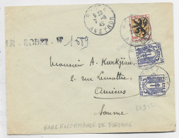 FRANCE BLASON 5FR + CHAINE 50CX2 LETTRE REC PROVISOIRE RODEZ AVEYRON 7.6.1945 AU TARIF - 1941-66 Wappen