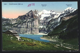 AK Oeschinensee, Ortsansicht Mit Chalet, Blümlisalp Und Fründenhorn  - Sonstige & Ohne Zuordnung