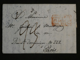 DN16  ITALIA   LETTRE RR 1833  ROMA A PARIS FRANCIA  ENTREE PONT BONVOISIN   +AFF. INTERESSANT +++ - ...-1850 Voorfilatelie