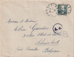 LETTRE. 8 AOUT 1842. BERGUES. NORD. MAUPASSANT. N° 545. SEUL. FRONTALIER. POUR SCHAERBECK BELGIQUE. CONTROLE Ac - 1921-1960: Modern Period