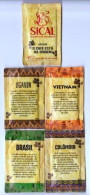 4 Sachets De Sucre " SICAL " Brasil, Colombia, Uganda T Vietnam  Portugal (scann Recto-verso) [S312]_Di502 - Sucres