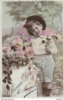CPA    LU 167   ENFANT ARS   1909    AVEC FLEURS   BONNE FETE SIGNEE - Portretten