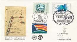 Allemagne Nations Unies ONU 1986 Oblitération Mixte Unopax Emission Commune Germany United Nations Joint Issue Mixed - Emissioni Congiunte