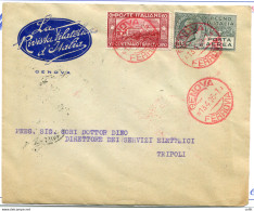 Genova/Palermo (Tripoli) Del 13.4.26 - Annullo Rosso - Marcofilía (Aviones)