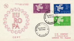 Chypre 1962 FDC Emission Commune Europa 1961 Cyprus FDC Joint Issue Europa 1961 - 1961