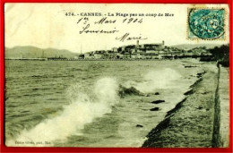 06 - CANNES -- LA PLAGE PAR UN COUP DE MER - CPA (313)_CP163 - Cannes